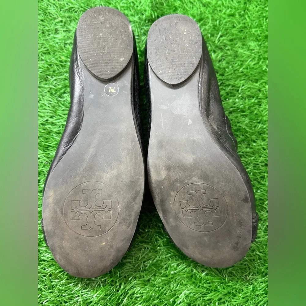 Tory‎ Burch Black Leather Ballet Flats Size 7
